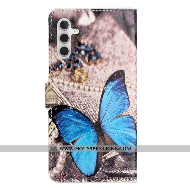 Housse Samsung Galaxy A14 5G / A14 Papillon Bleu