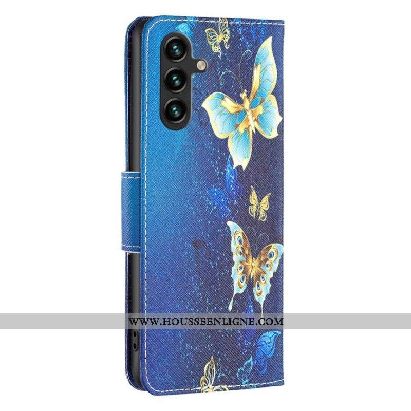 Housse Samsung Galaxy A14 5G / A14 Papillons Dorés