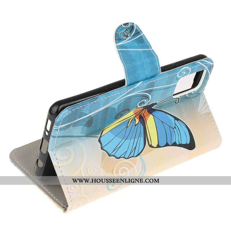 Housse Samsung Galaxy A52 4G / A52 5G / A52s 5G Papillon Bleu et Jaune