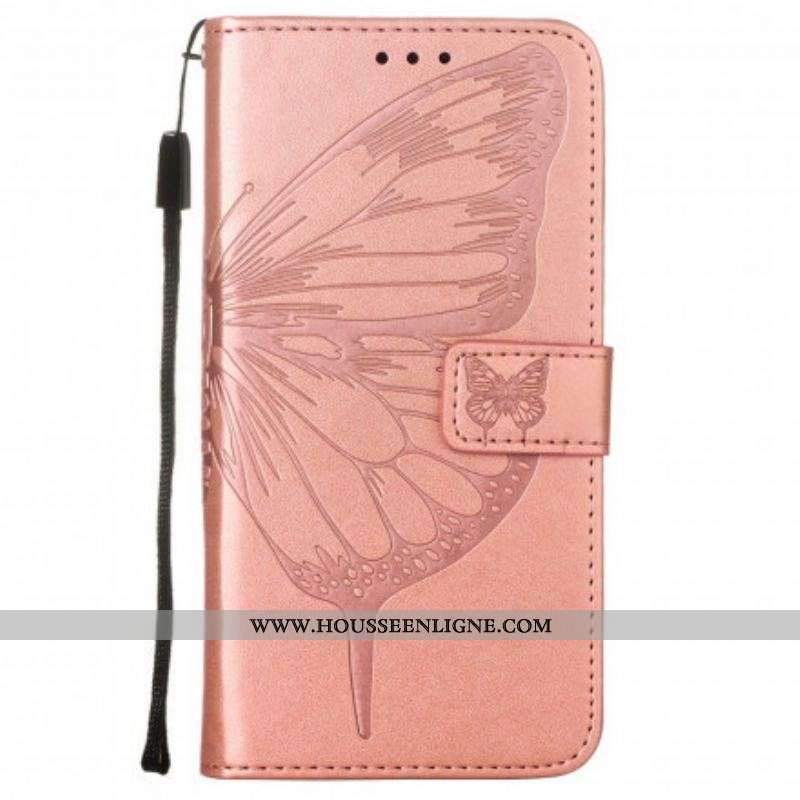 Housse Samsung Galaxy A52 4G / A52 5G / A52s 5G Papillon Design avec Lanière
