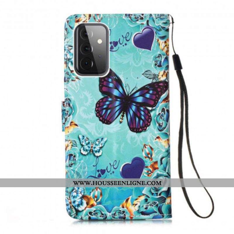 Housse Samsung Galaxy A52 4G / A52 5G / A52s 5G Papillons Dorés