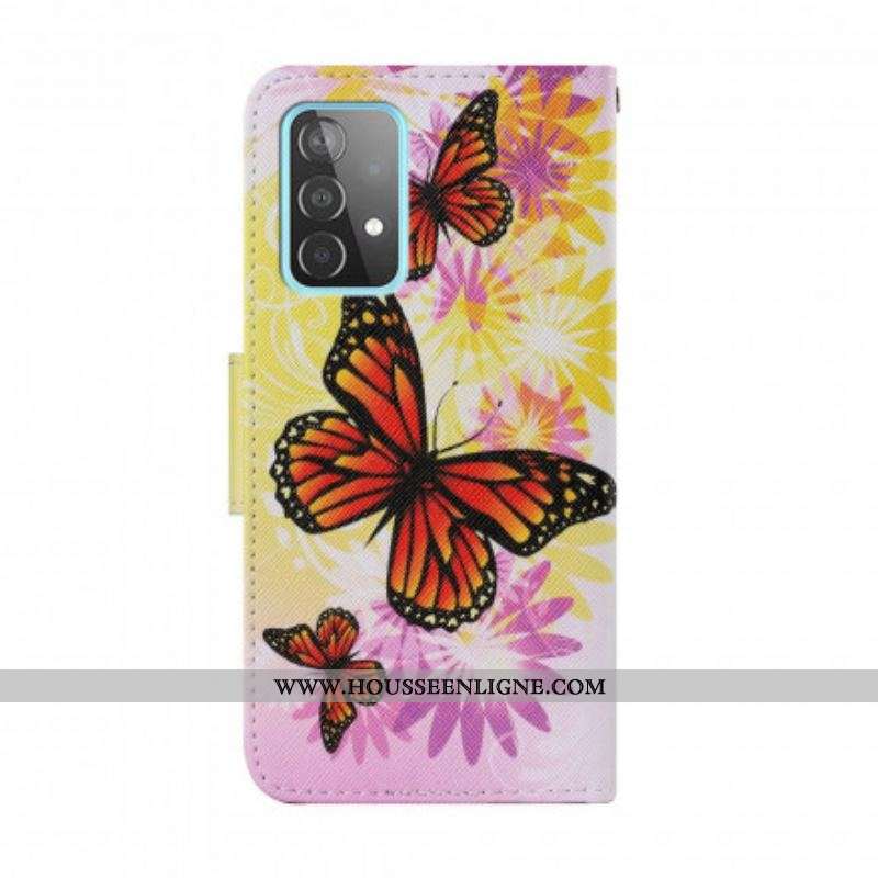 Housse Samsung Galaxy A52 4G / A52 5G / A52s 5G Papillons et Fleurs d'Été