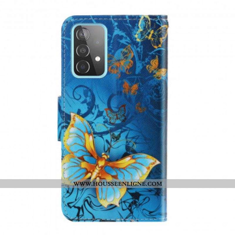 Housse Samsung Galaxy A52 4G / A52 5G / A52s 5G Variations Papillons à Lanière