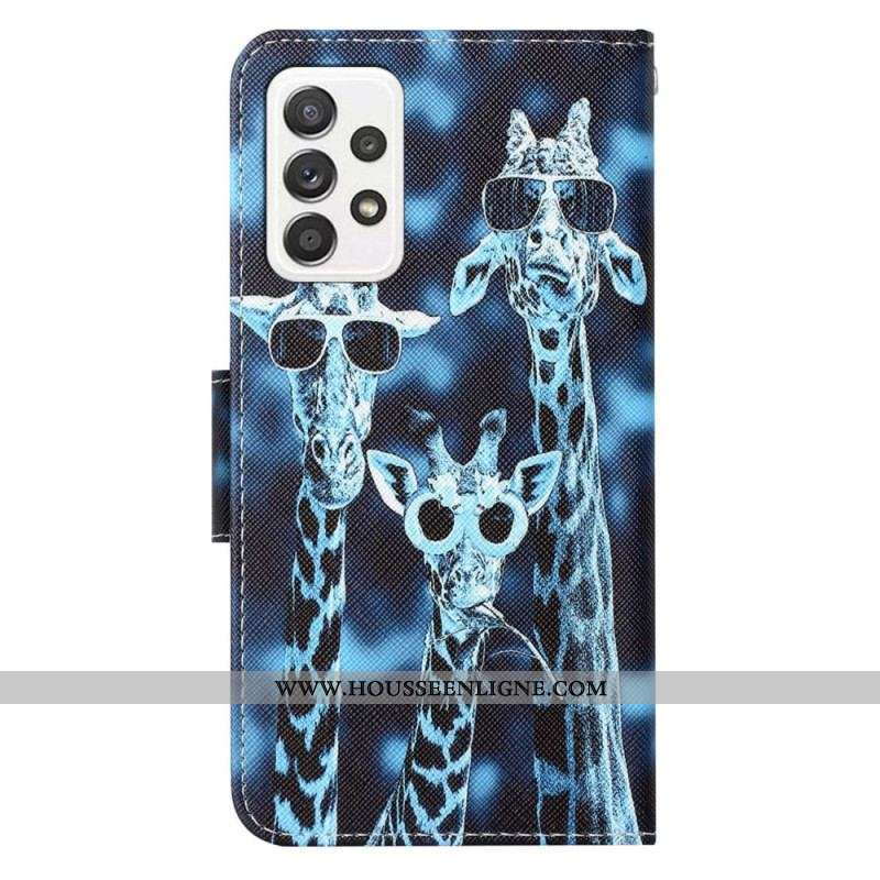 Housse Samsung Galaxy A53 5G Girafes Incognito à Lanière