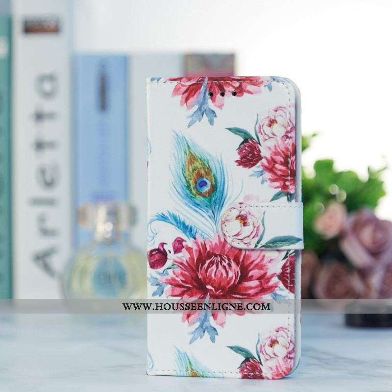 Housse Samsung Galaxy A54 5G Florale à Lanière