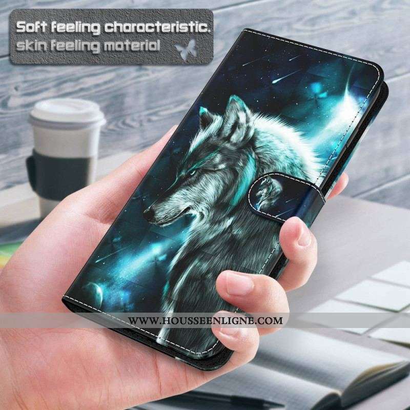 Housse Samsung Galaxy M13 Loup avec Lanière