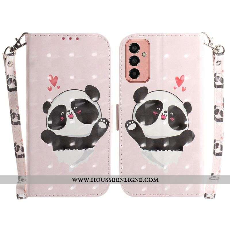 Housse Samsung Galaxy M13 Love Panda avec Lanière
