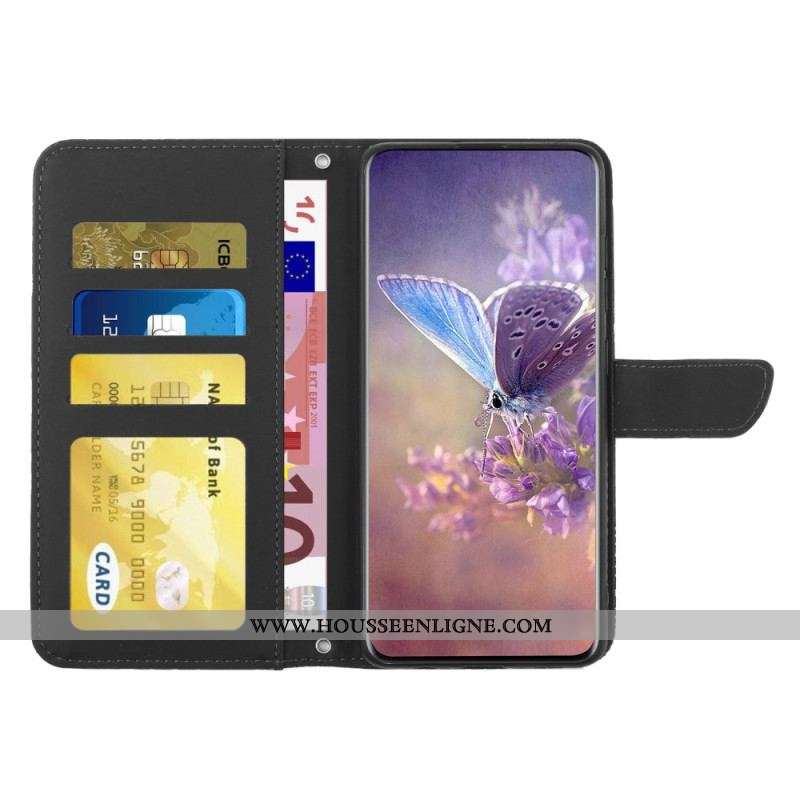 Housse Samsung Galaxy M13 Papillons Discrets et Lanière