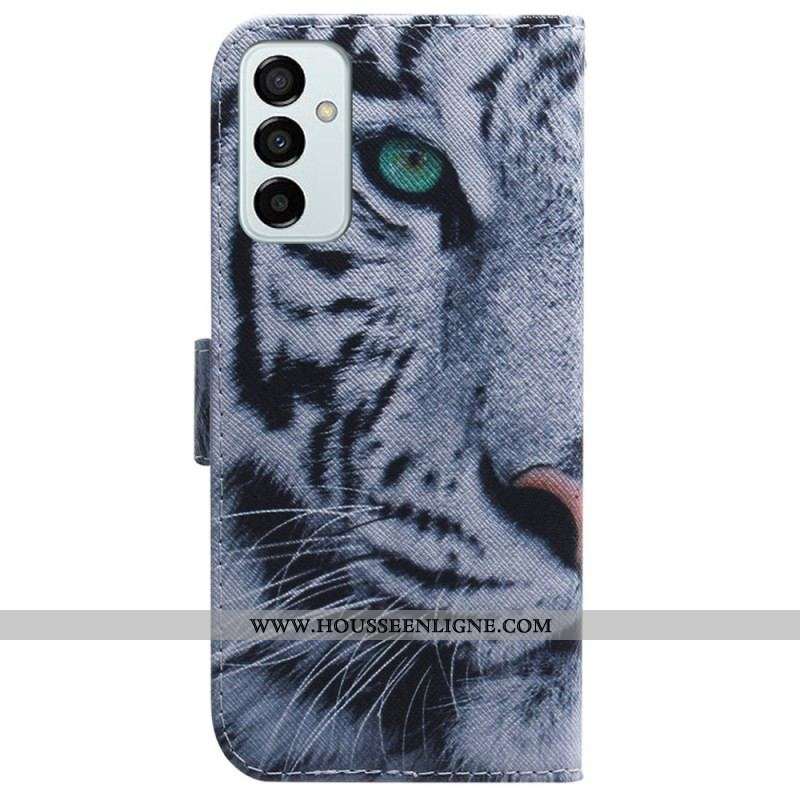Housse Samsung Galaxy M13 Tigre Blanc à Lanière