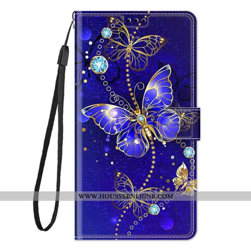 Housse Samsung Galaxy M23 5G Fan des Papillons à Lanière