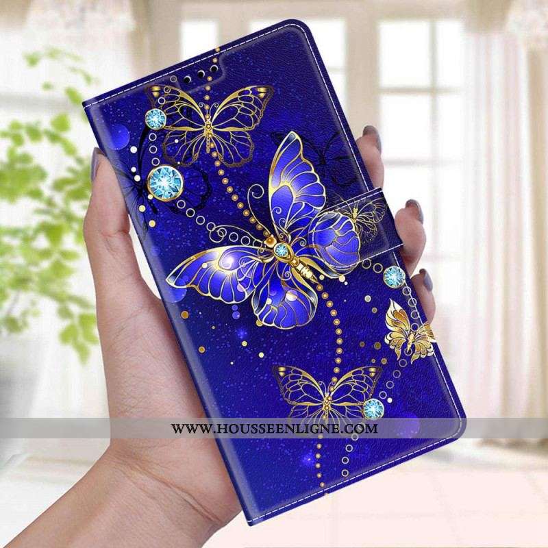 Housse Samsung Galaxy M23 5G Fan des Papillons à Lanière