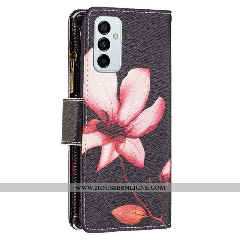 Housse Samsung Galaxy M23 5G Porte-Monnaie et Lanière Fleur