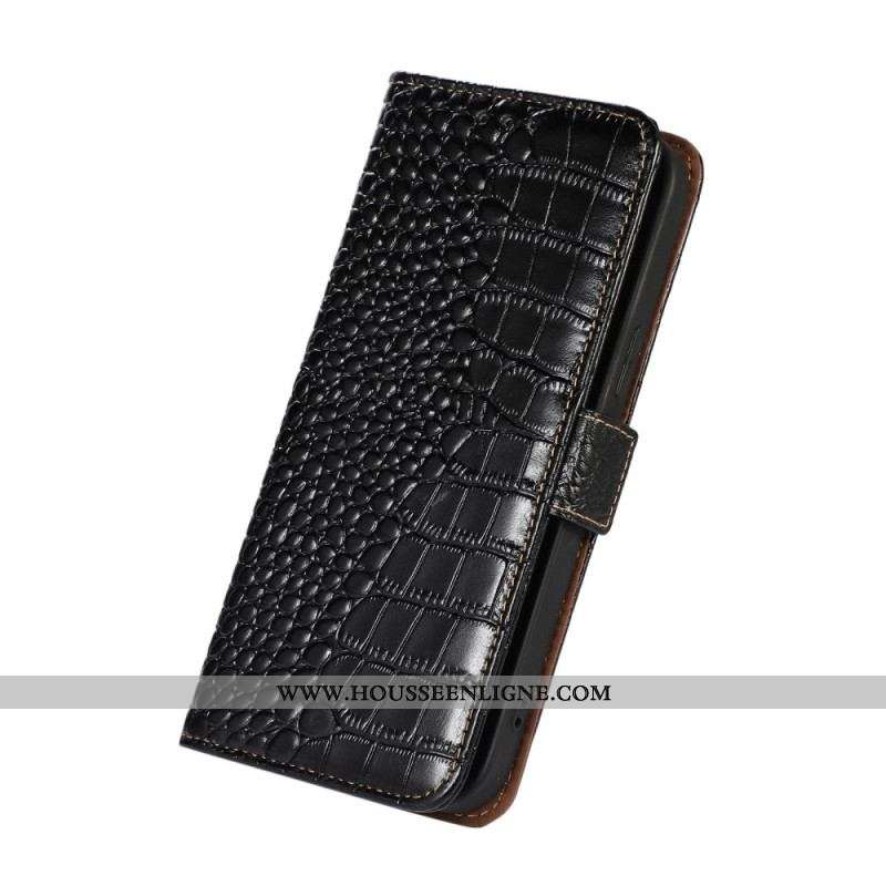 Housse Samsung Galaxy M23 5G Véritable cuir Style Crocodile