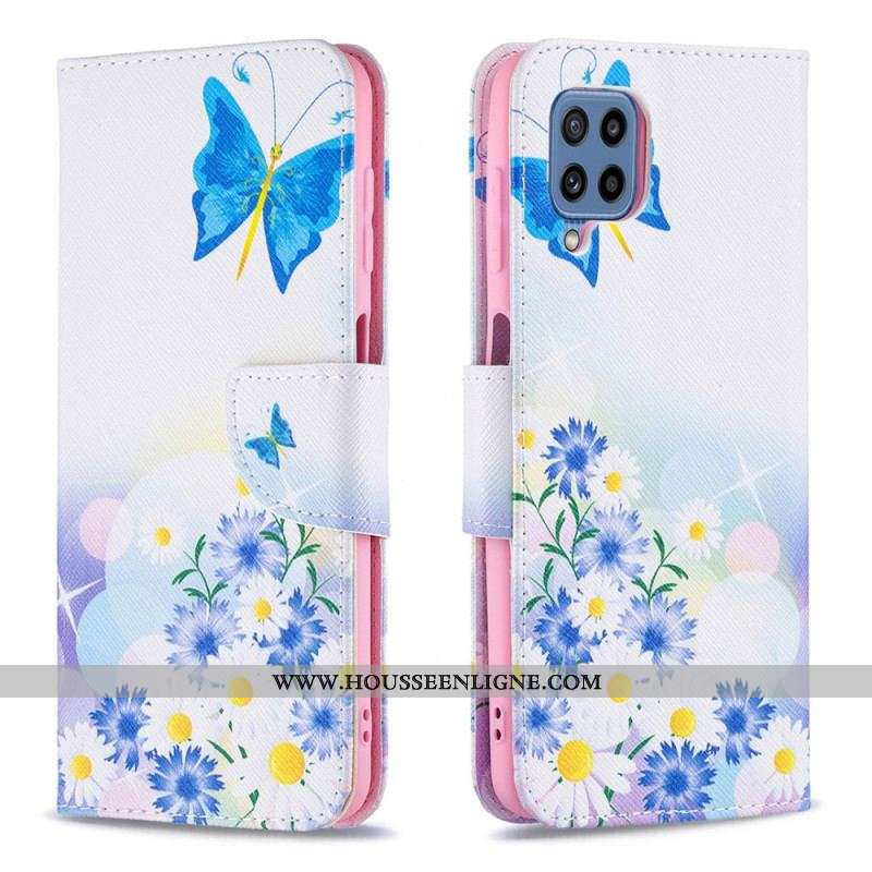 Housse Samsung Galaxy M32 Papillons et Fleurs Peints