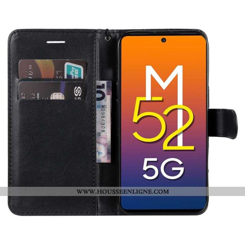 Housse Samsung Galaxy M52 5G Cuir Mat à Lanière