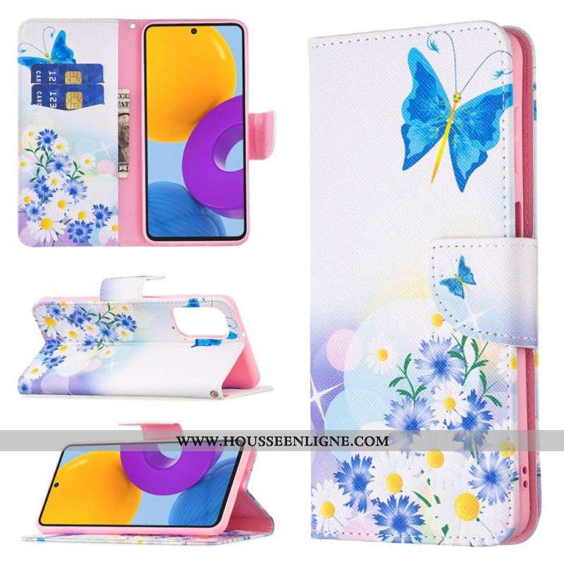 Housse Samsung Galaxy M52 5G Papillon et Fleurs