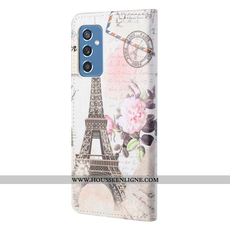 Housse Samsung Galaxy M52 5G Tour Eiffel Retro