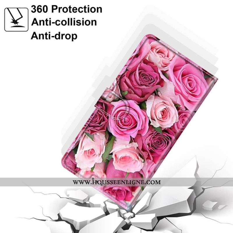 Housse Samsung Galaxy M53 5G Roses avec Lanière