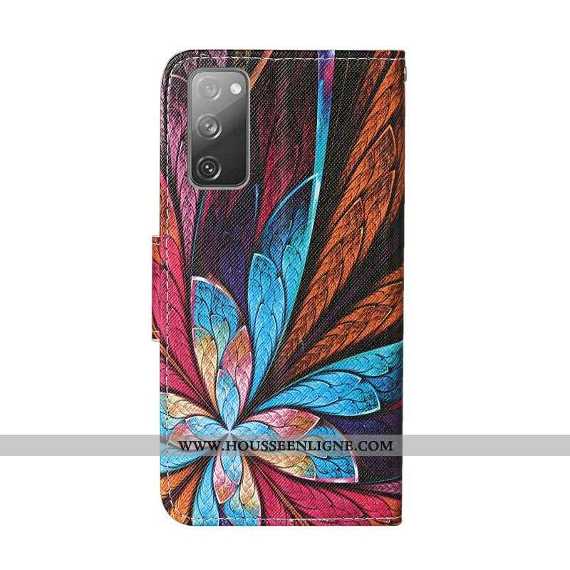 Housse Samsung Galaxy S20 FE Feuilles Colorées avec Lanière