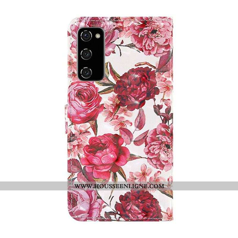 Housse Samsung Galaxy S20 FE Light Spot Roses avec Lanière