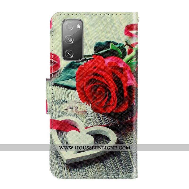 Housse Samsung Galaxy S20 FE Rose Romantique à Lanière