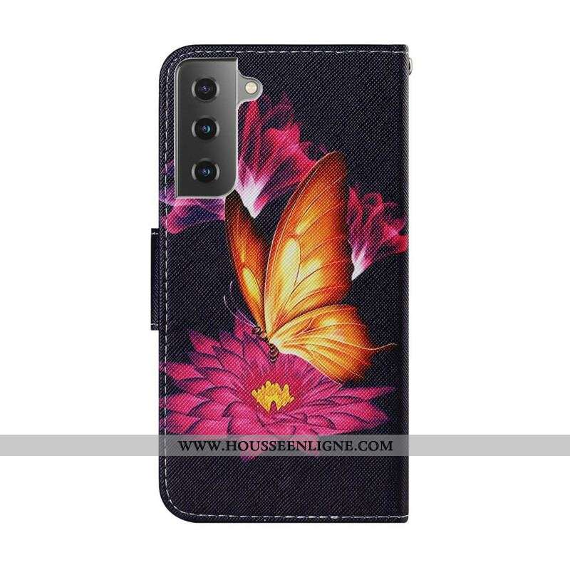 Housse Samsung Galaxy S21 FE Papillon et Lotus