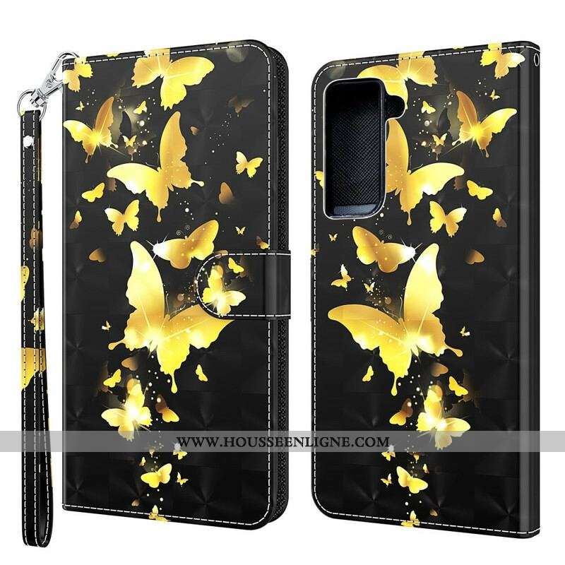 Housse Samsung Galaxy S21 Plus 5G Papillons Jaunes