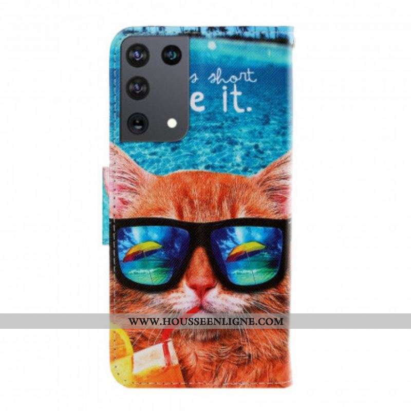 Housse Samsung Galaxy S21 Ultra 5G Cat Live It à Lanière