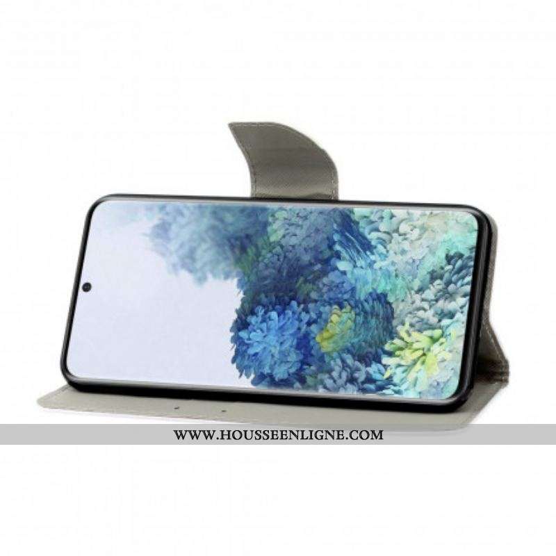 Housse Samsung Galaxy S21 Ultra 5G Fleurs Colorées à Lanière