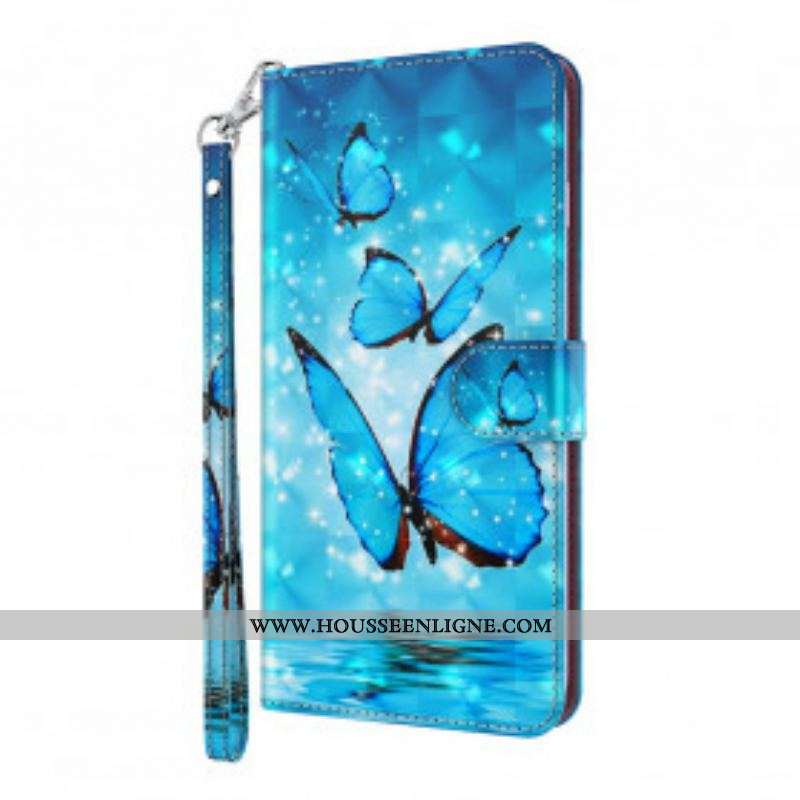 Housse Samsung Galaxy S21 Ultra 5G Papillons Bleus Volants