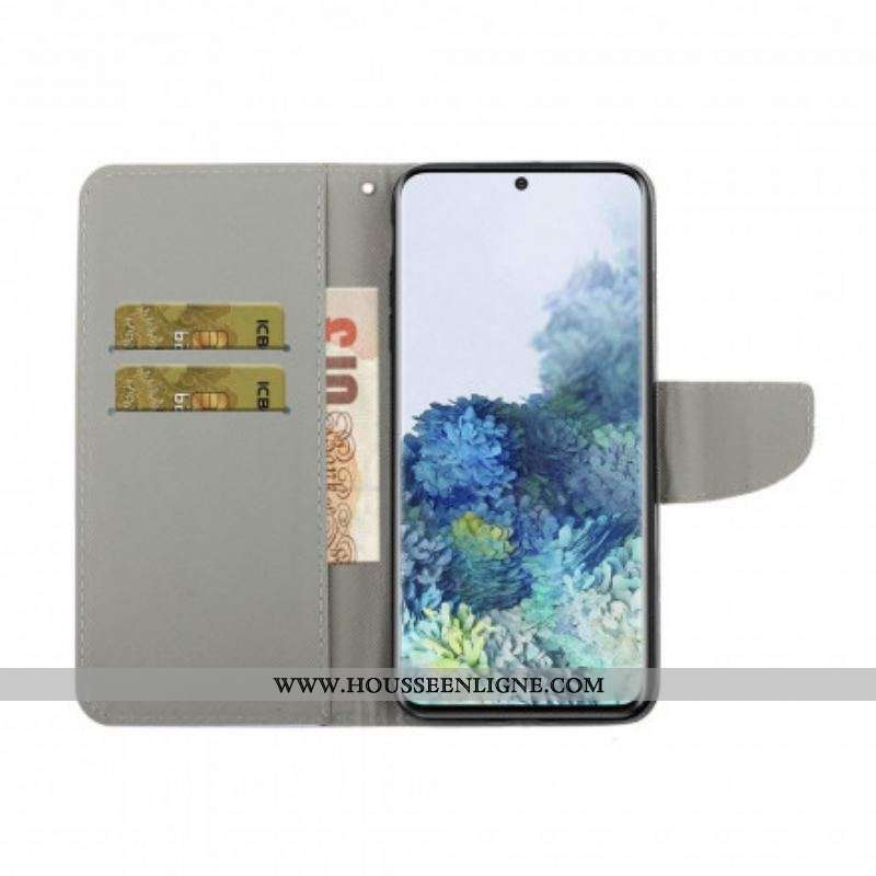 Housse Samsung Galaxy S21 Ultra 5G Papillons Floraux Lanière