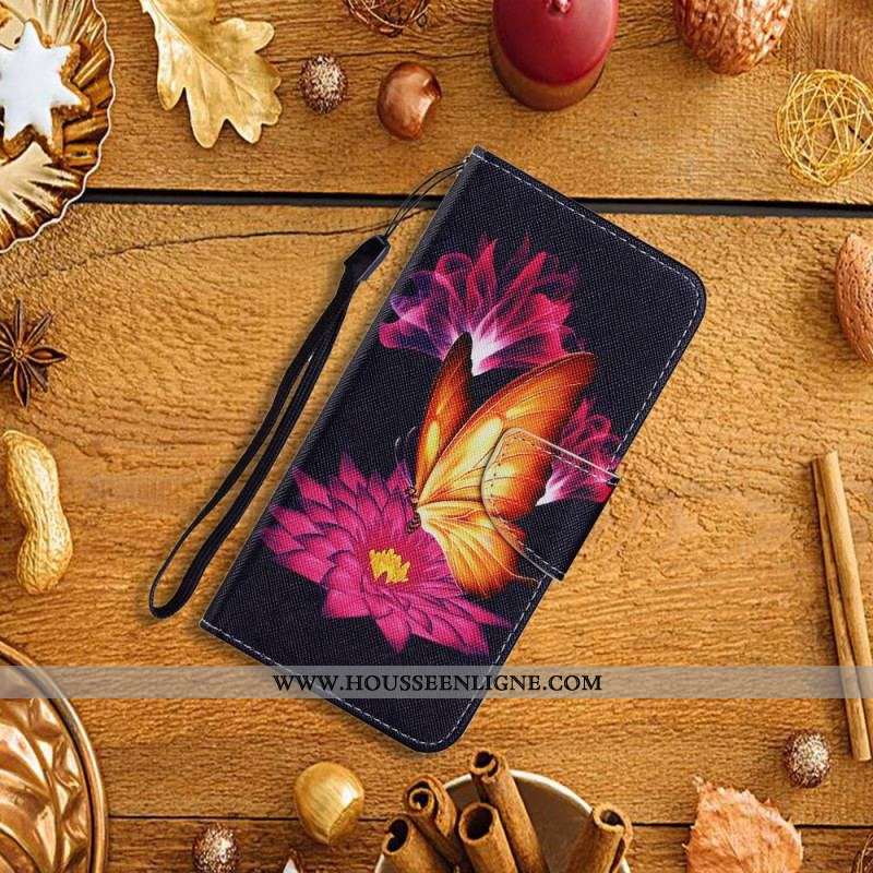Housse Samsung Galaxy S22 Ultra 5G Papillon et Lotus
