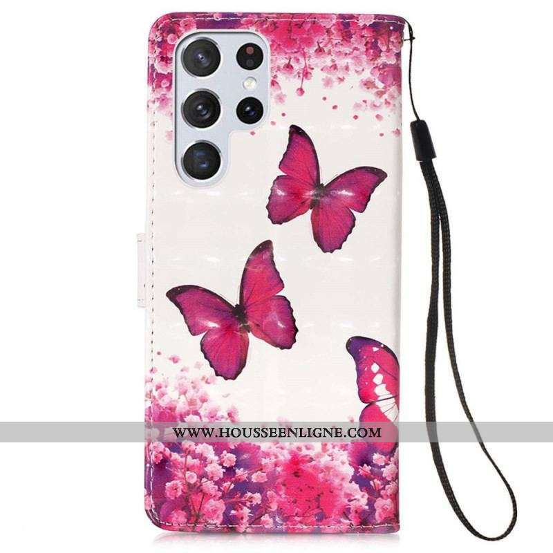 Housse Samsung Galaxy S22 Ultra 5G Papillons Rouges