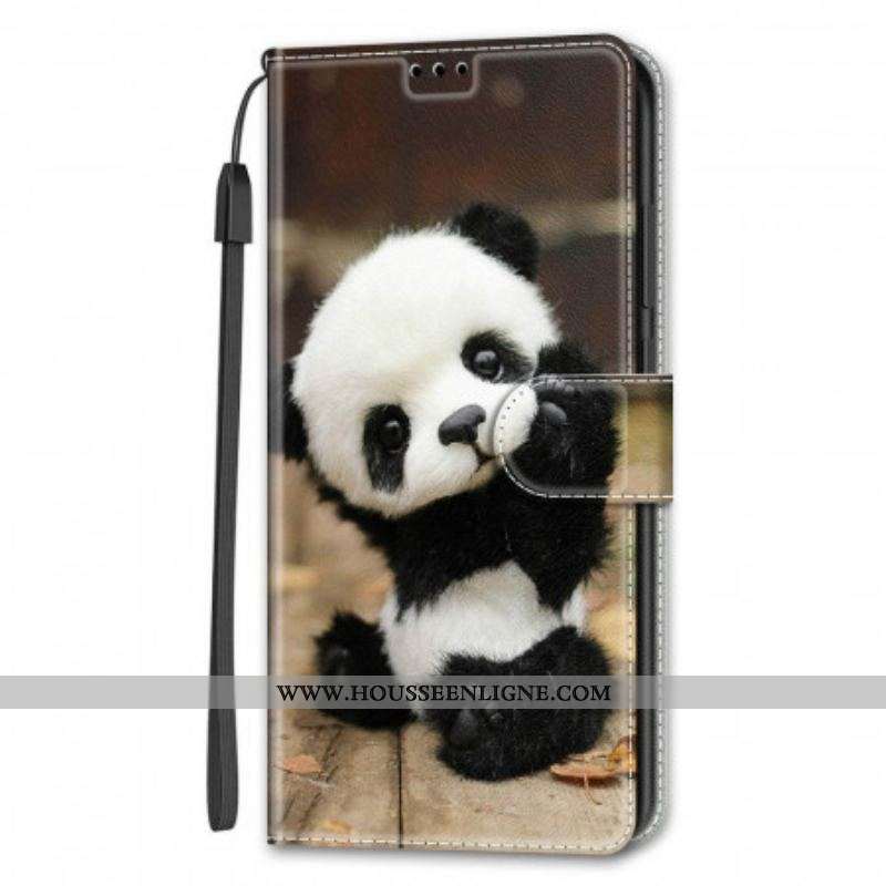 Housse Samsung Galaxy S22 Ultra 5G Play Petit Panda à Lanière