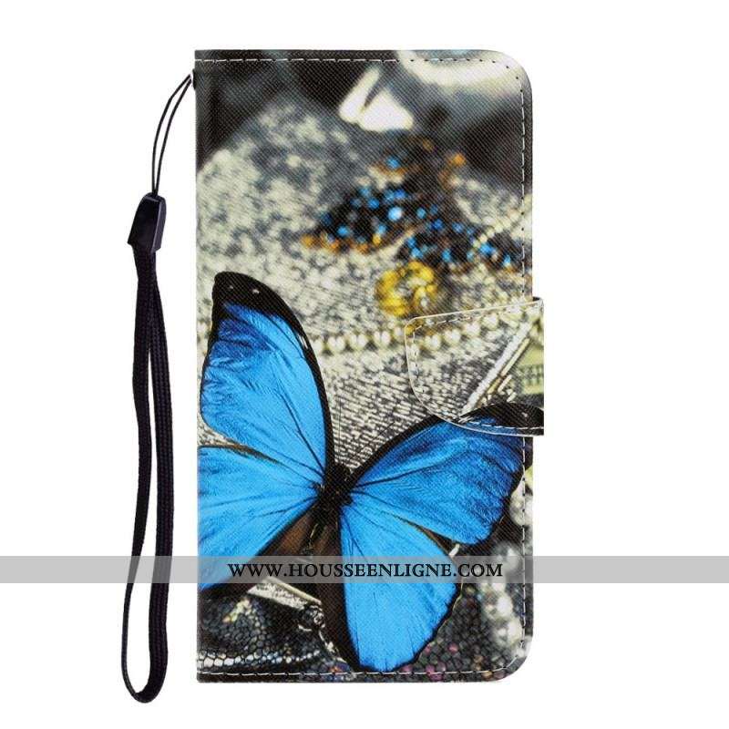 Housse Samsung Galaxy S22 Ultra 5G Variations Papillons à Lanière