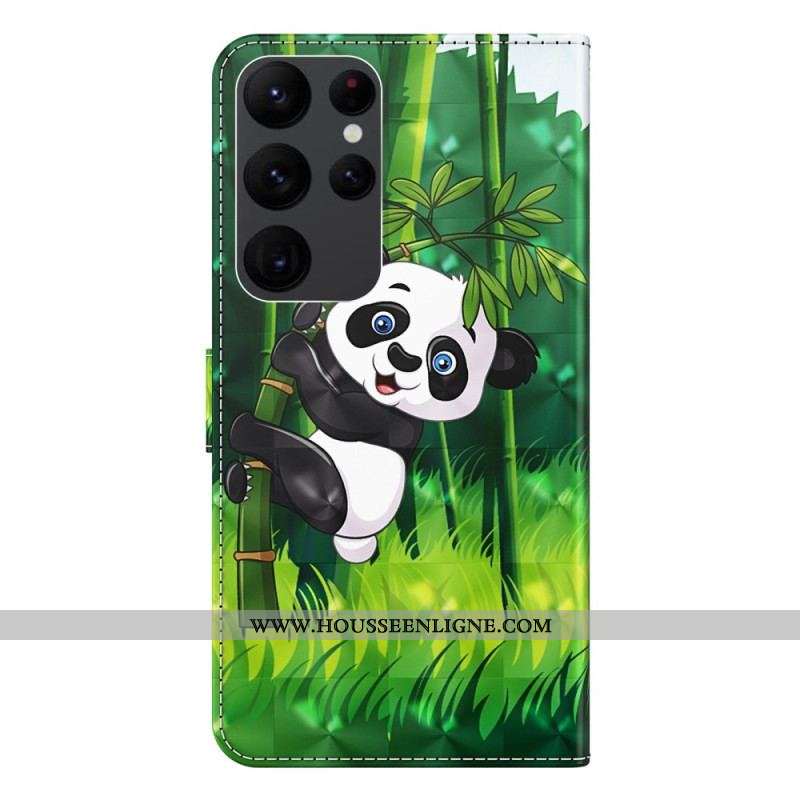 Housse Samsung Galaxy S23 Ultra 5G Panda Bambou à Lanière
