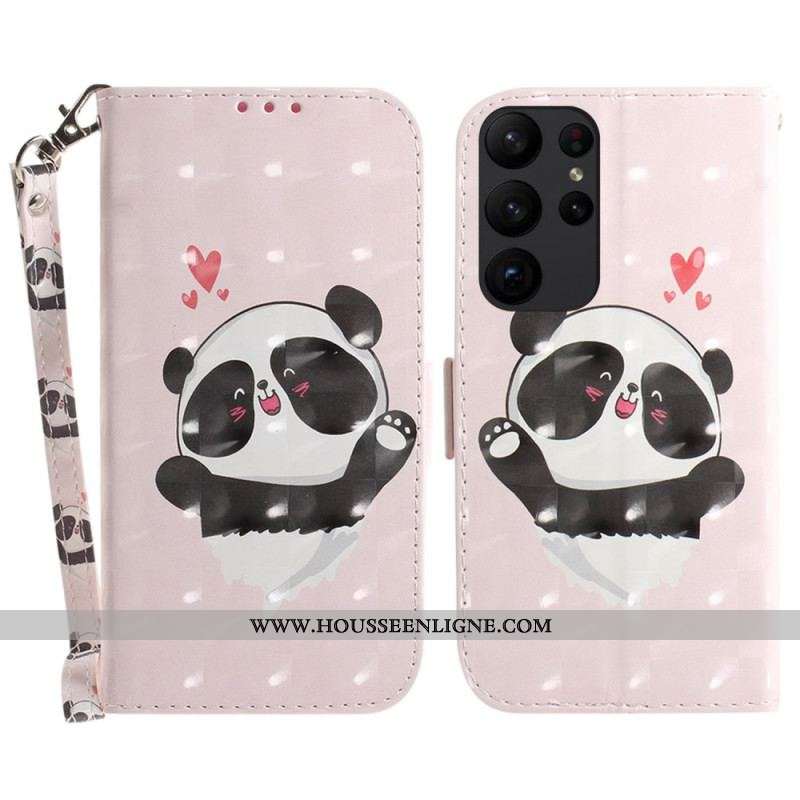 Housse Samsung Galaxy S23 Ultra 5G Petit Panda à Lanière