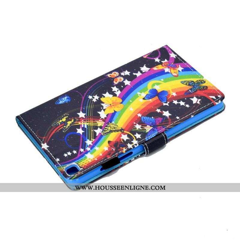 Housse Samsung Galaxy Tab A7 Lite Papillons Arc-en-Ciel