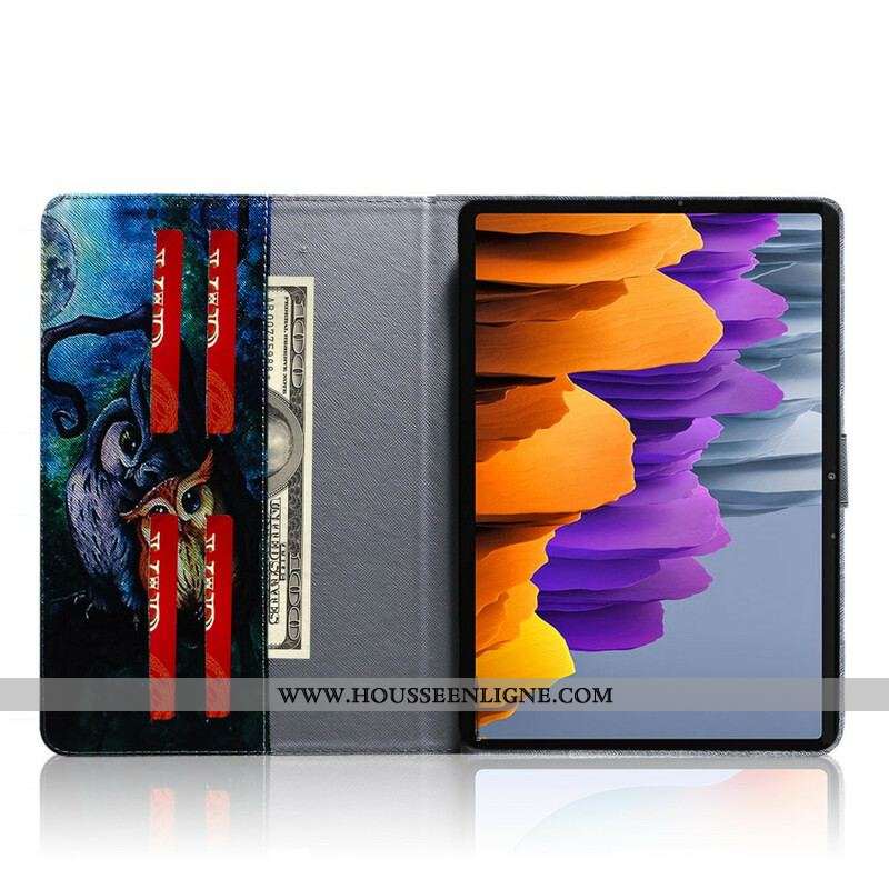 Housse Samsung Galaxy Tab S8 / Tab S7 Peinture Hiboux