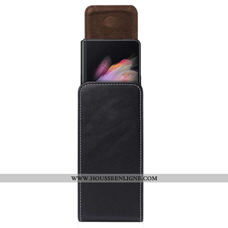 Housse Samsung Galaxy Z Fold 4 Pochette Ceinture Cuir Microfibre