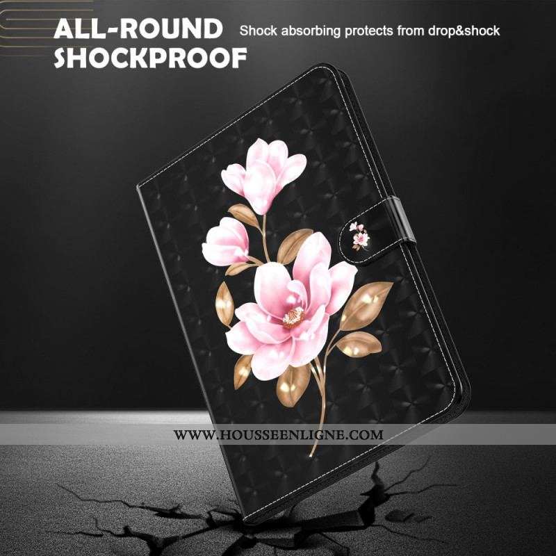 Housse Simili Cuir Samsung Galaxy Tab A8 (2021) Fleurs d'Arbre