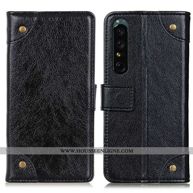 Housse Sony Xperia 1 IV Style Cuir Nappa avec Rivets