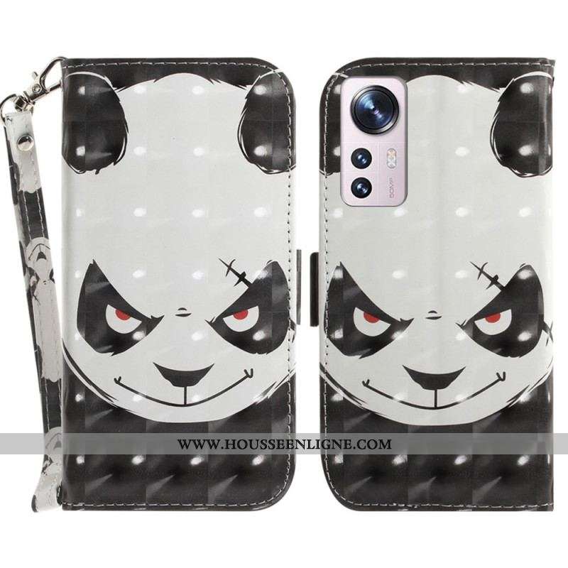 Housse Xiaomi 12 / 12X Angry Panda à Lanière