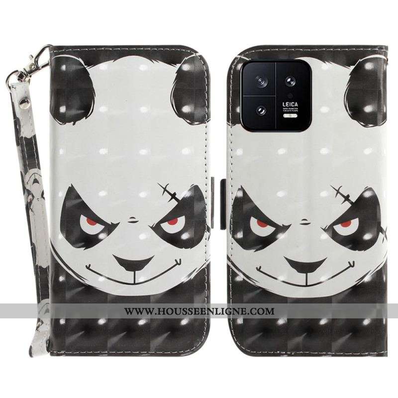 Housse Xiaomi 13 Angry Panda à Lanière