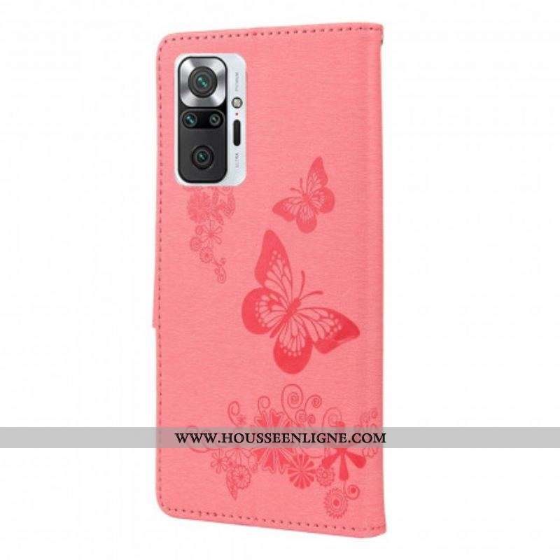 Housse Xiaomi Redmi Note 10 Pro Que des Papillons avec Lanière