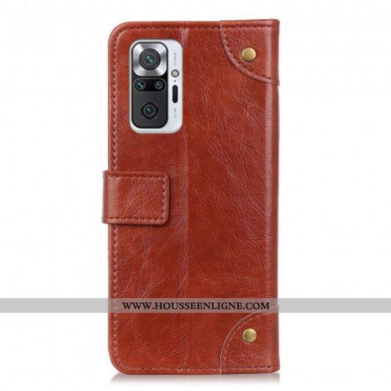 Housse Xiaomi Redmi Note 10 Pro Style Cuir Nappa Rivets Vintage
