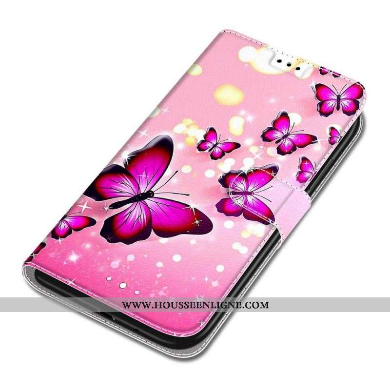 Housse Xiaomi Redmi Note 11 Pro Plus 5G Fan des Papillons à Lanière