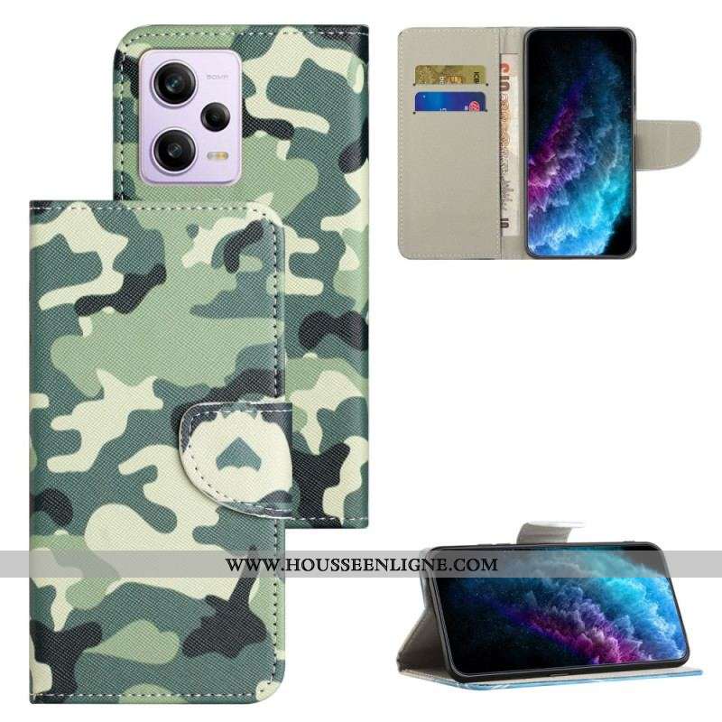 Housse Xiaomi Redmi Note 12/Poco X5 5G Camouflage à Lanière