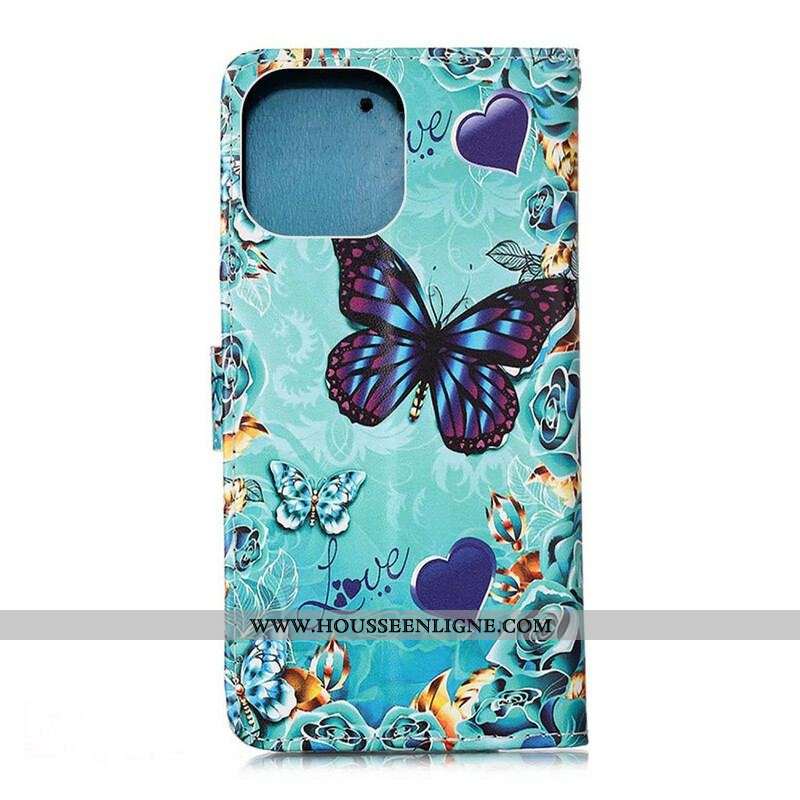 Housse iPhone 13 Pro Love Butterflies à Lanière