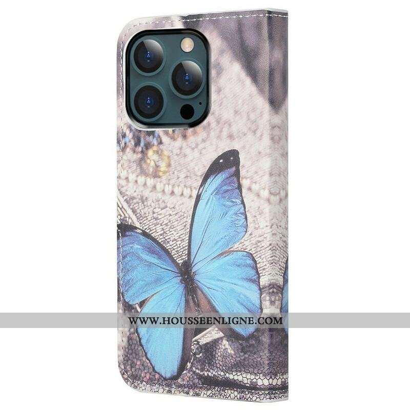 Housse iPhone 13 Pro Max Papillon Bleu